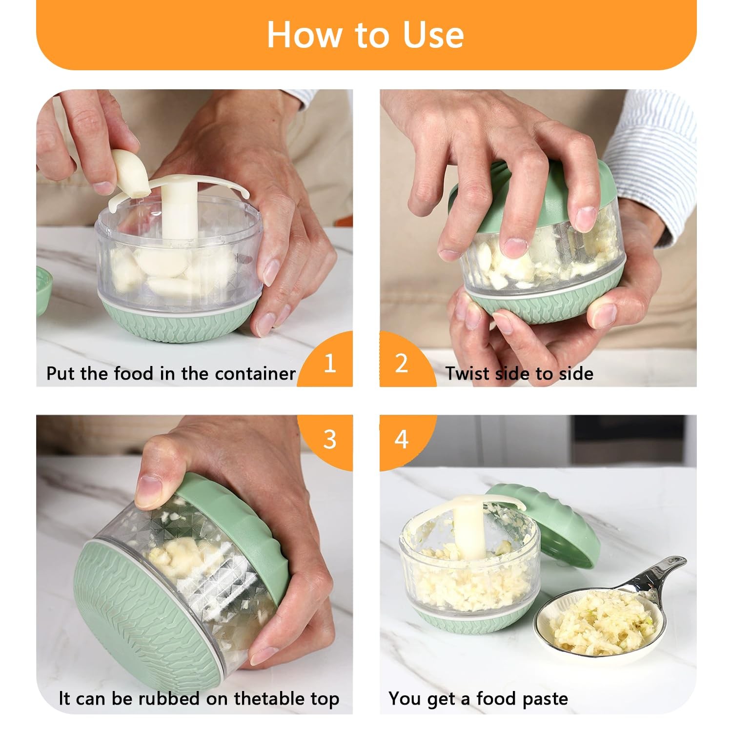 , Portable Hand-Powered Garlic Mincer, Mini Manual Food Chopper for Small Kit... gallery
