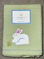NWT Pottery Barn Kids Rabbit Spring Flowers Easter 70″ x 90″ Green Tablecloth