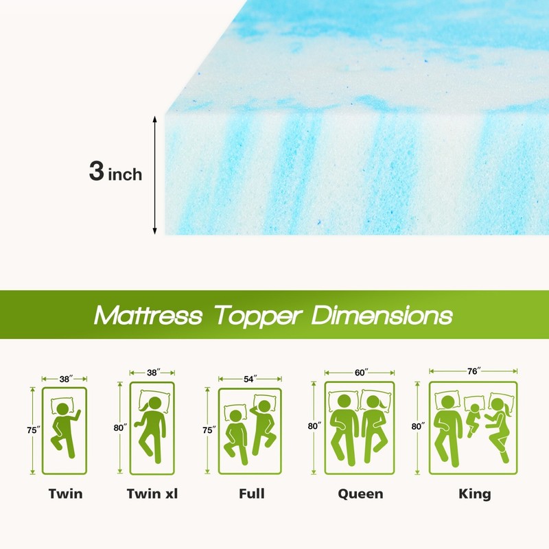Memory Foam Comfort Bed Topper, Soft Mattress Pad for Camper or Sleeper Sofa gallery