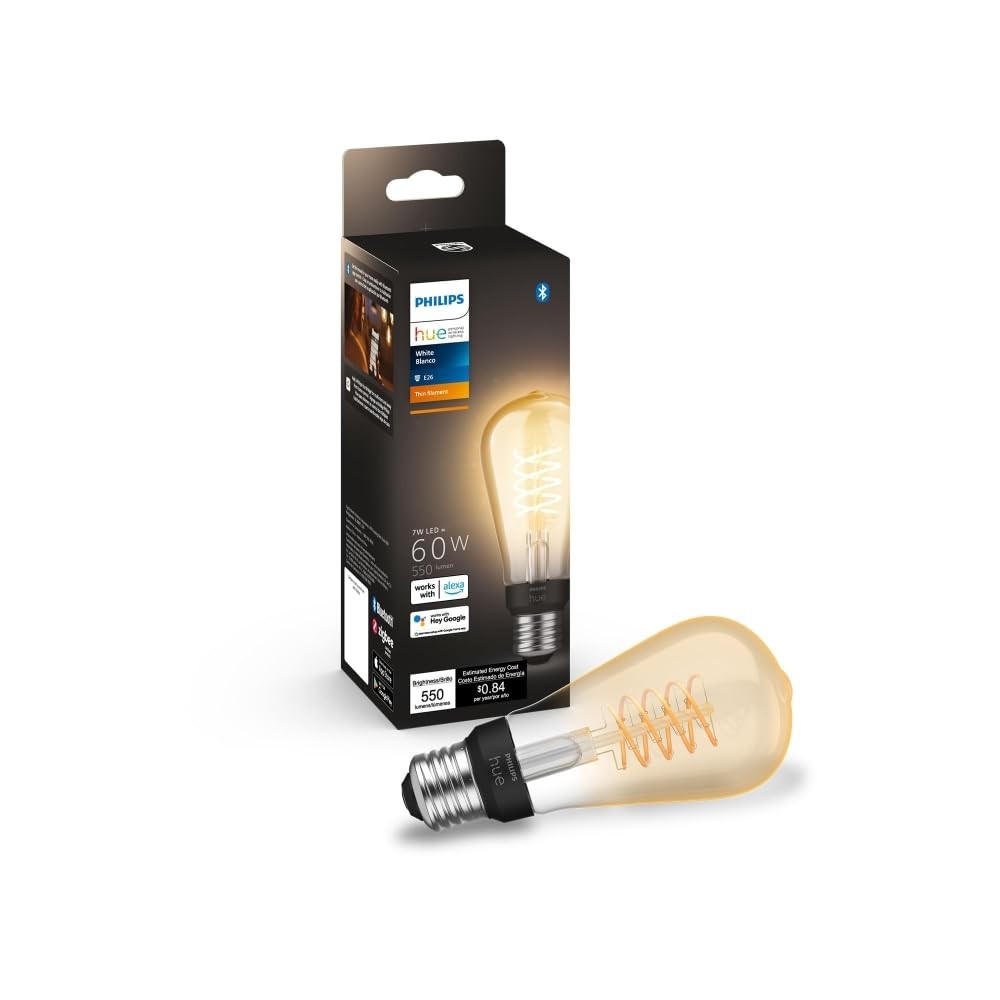 Philips Hue Smart 60W ST19 Filament LED Bulb - Soft Warm White Light - 1 Pack - gallery