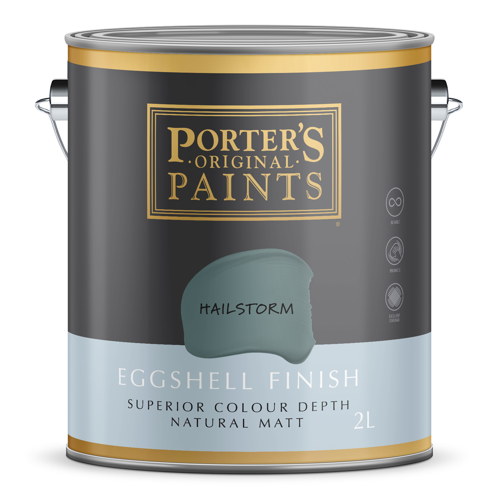 Porter's 2L Hailstorm Eggshell Finish Broadwall Washable Paint gallery