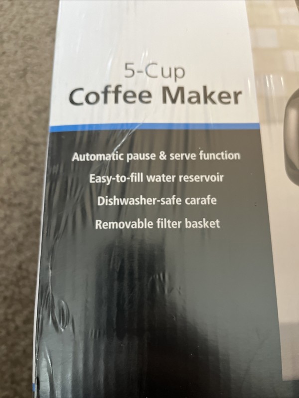 New Mainstays 5 Cup Coffee Maker - Black with Removable Filter Basket gallery