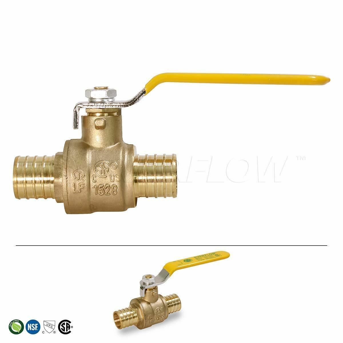 1 Inch Brass Full Port PEX Barb Ball Valve Water Shut Off Drain Pipe Fittings US gallery