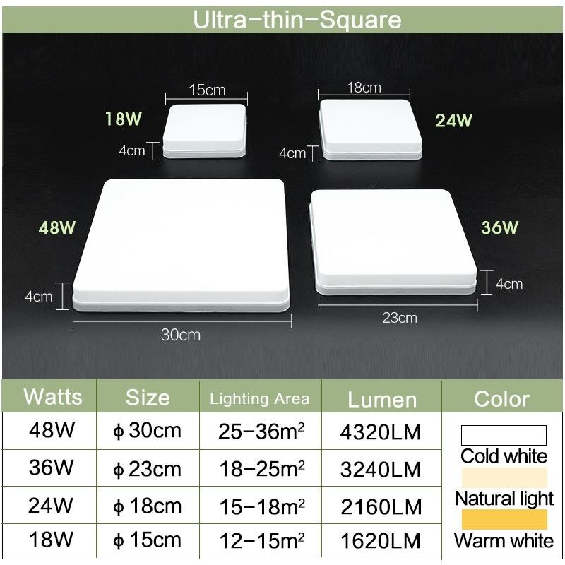 Square LED Ceiling Light Fixture 18W 24W 36W 48W Warm Cool Neutral White gallery