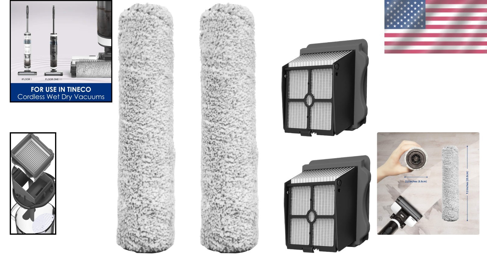 Replacement HEPA Filter and Brush Roller Set for iFLOOR 3 Series Floor One S3... gallery