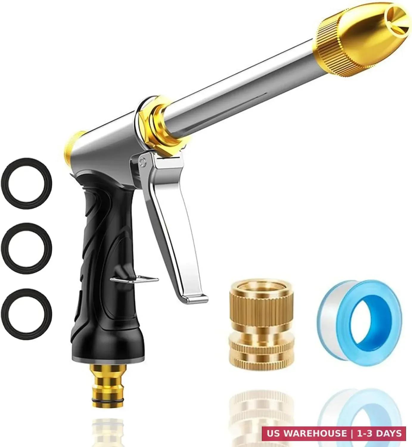 Heavy garden hose nozzle - adjustable spray mode high-pressure rotary spray gun, gallery