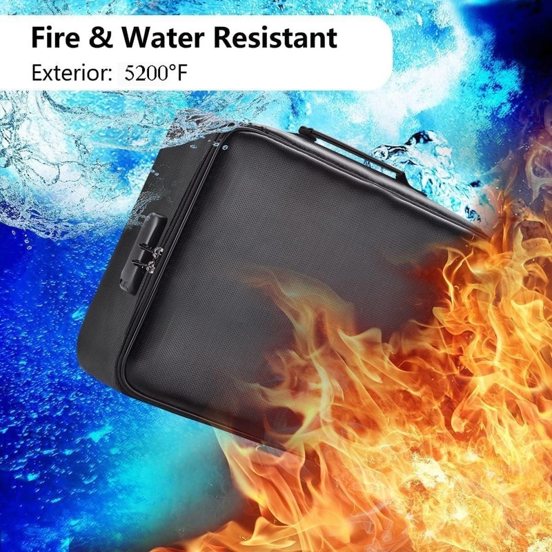 3-Layer Fireproof Document Box with Lock File Storage Box Waterproof Safe Bag US gallery
