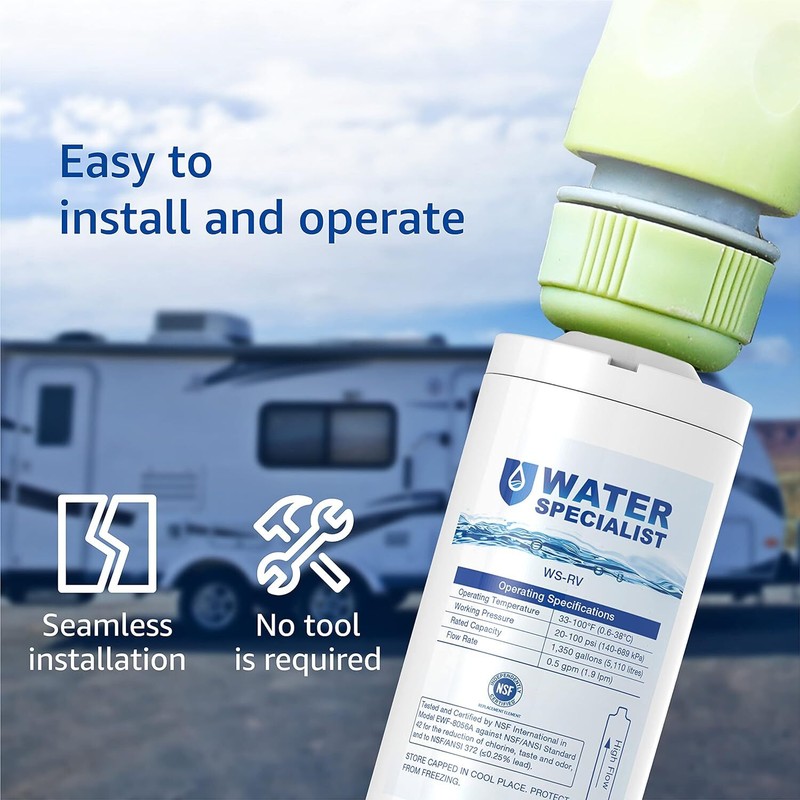 RV Inline Water Filter NSF Certified Reduces Chlorine Bad Taste Hose Protector gallery