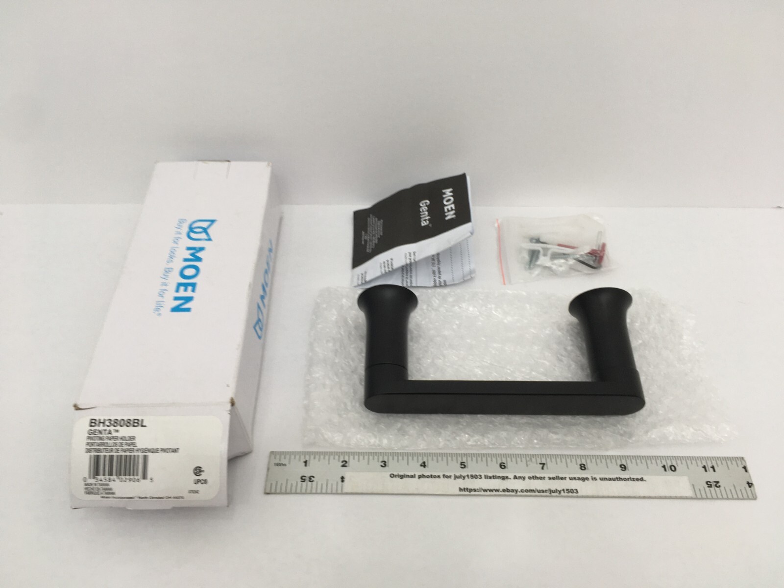 NEW Moen Genta Pivoting Paper Holder MATTE BLACK BH3808BL (gen cosmetic) - READ gallery