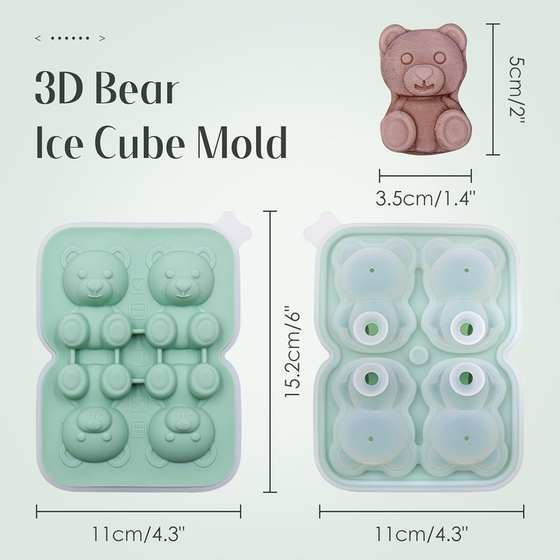 2 Pack Silicone Ice Cube Molds Fun Shapes 3D Animal Large Ice Cube Trays with gallery