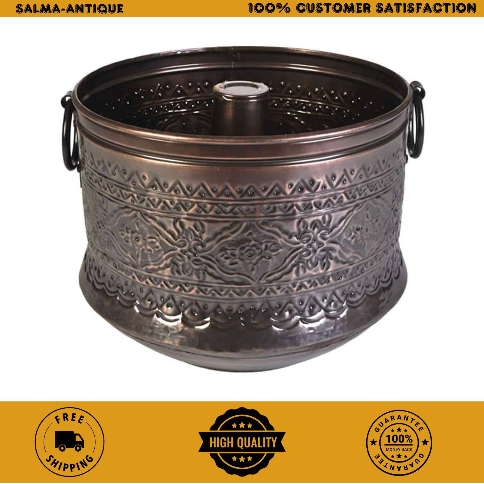 150 Ft Embossed Bronze Antique Finish Hose Holder Pot Storage Container 17Wx14H gallery