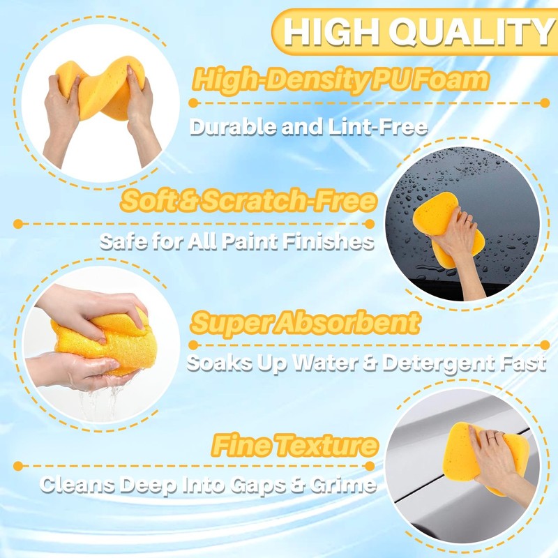 4 Pieces Large Car Wash Sponge – Extra Thick High Density Cleaning Sponges gallery