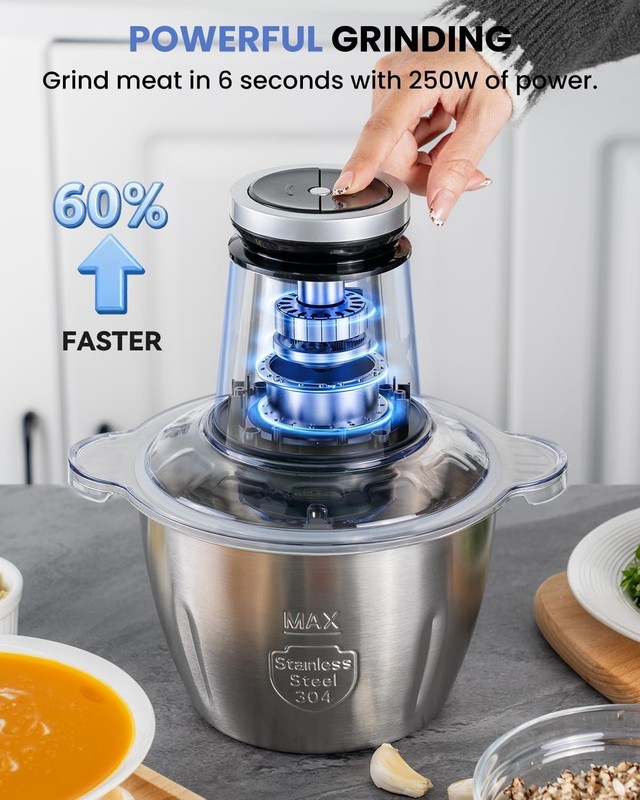 LINKChef Food Processor 10 Cup 600W Electric Meat Grinder Chopper Stainless gallery
