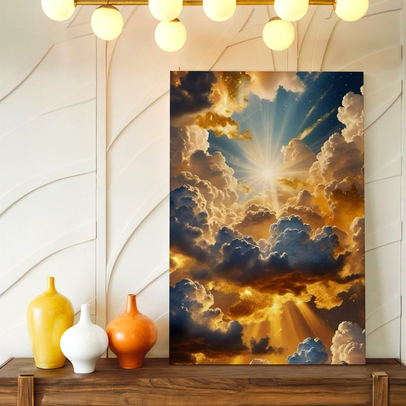 Wall Art Heavenly Cloudscape Sun Rays Sky Canvas Print Golden Dramatic Decor gallery
