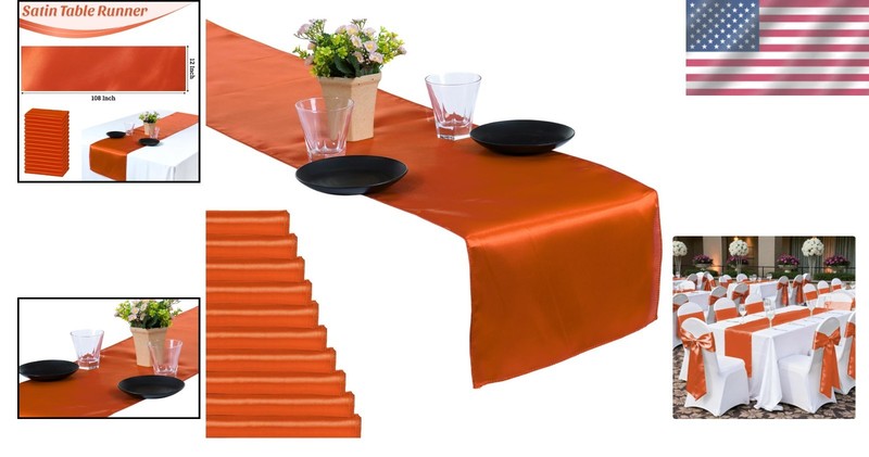 12x108 Inch Silk Table Runner - Brunt Orange gallery
