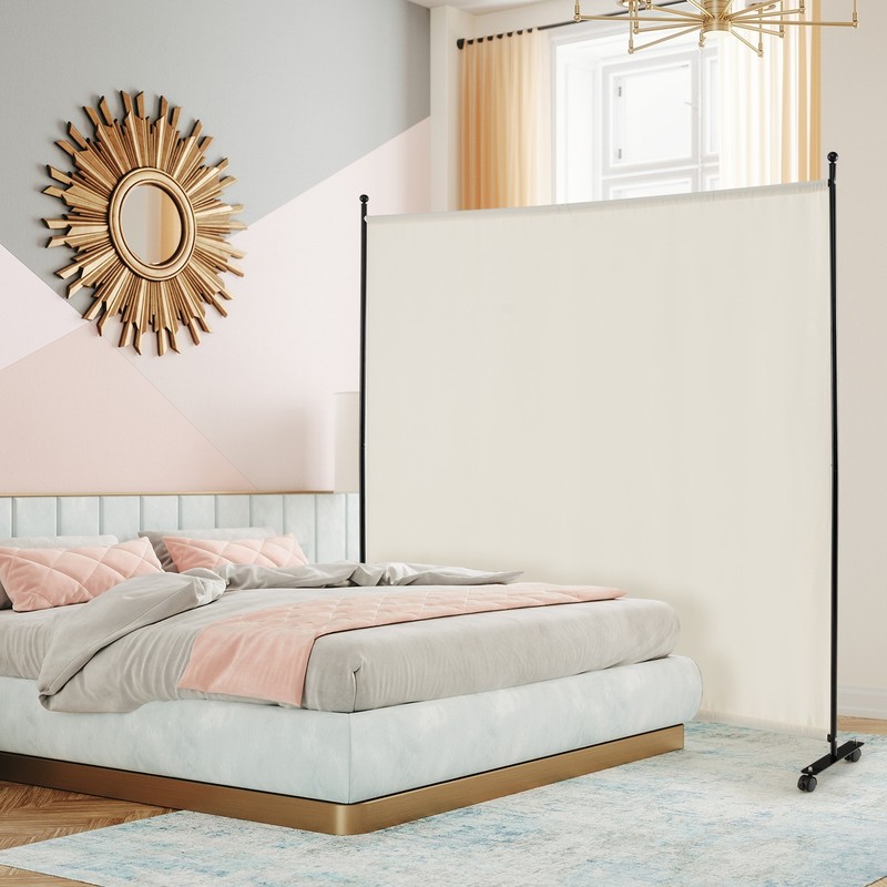 6FT Single Panel Room Divider w/ Wheels Rolling Fabric Partition Privacy Screen gallery