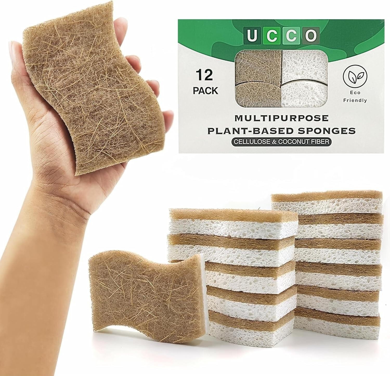 Eco Friendly Biodegradable Kitchen Sponges 12 Pack – Natural Compostable gallery
