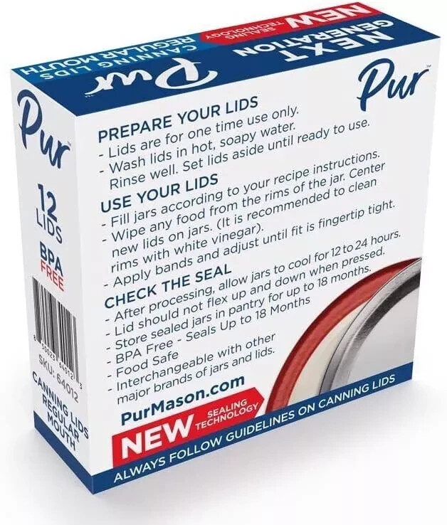 CASE OF 36 PACKAGES - PUR Regular Mouth Canning Lids (12 Pack Lids) gallery