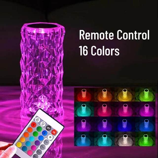 Crystal LED Table Lamp Rose Light Projector Touch Romantic Diamond Atmosphere#06 gallery