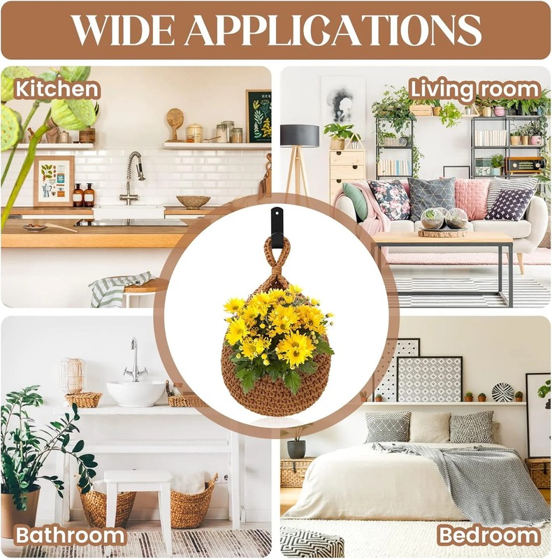 Hanging Fruit Baskets for Kitchen - 3 Pack Boho Wall Hanging Basket with 6 Pcs S gallery