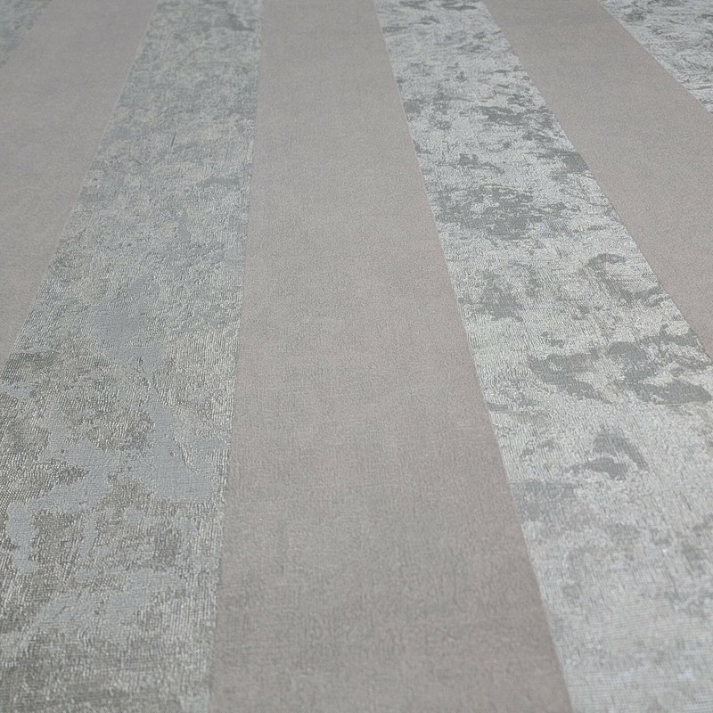 Striped Flocked Textured gray silver metallic flocking stripes velvet Wallpaper gallery