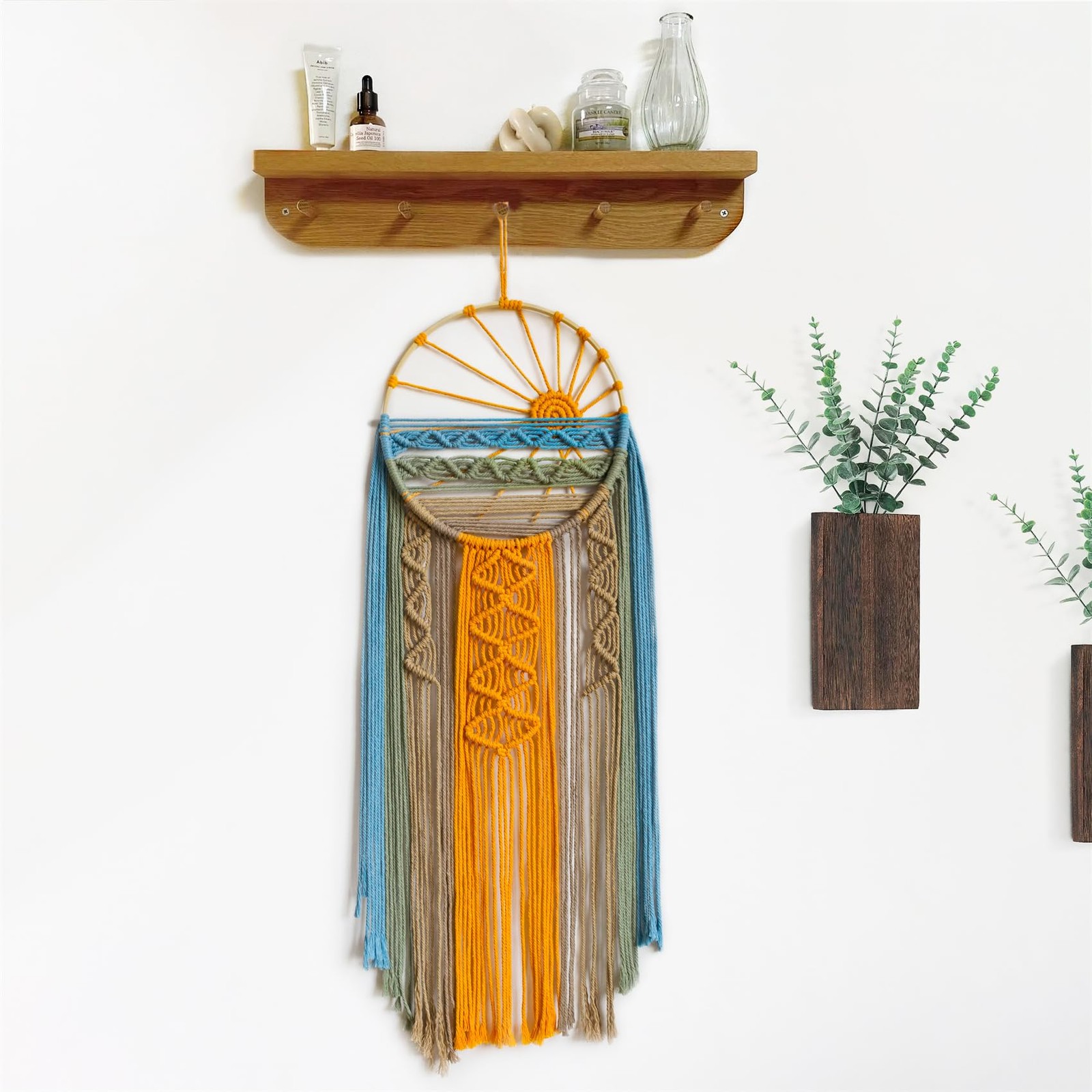 Macrame Wall Hanging Boho Macrame Wall Decor, Sunset Wall Art Dream Catcher H... gallery
