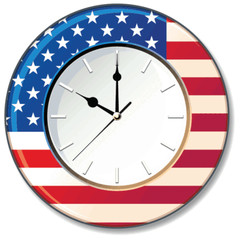 USA Clock With National Flag Car Bumper Sticker Decal