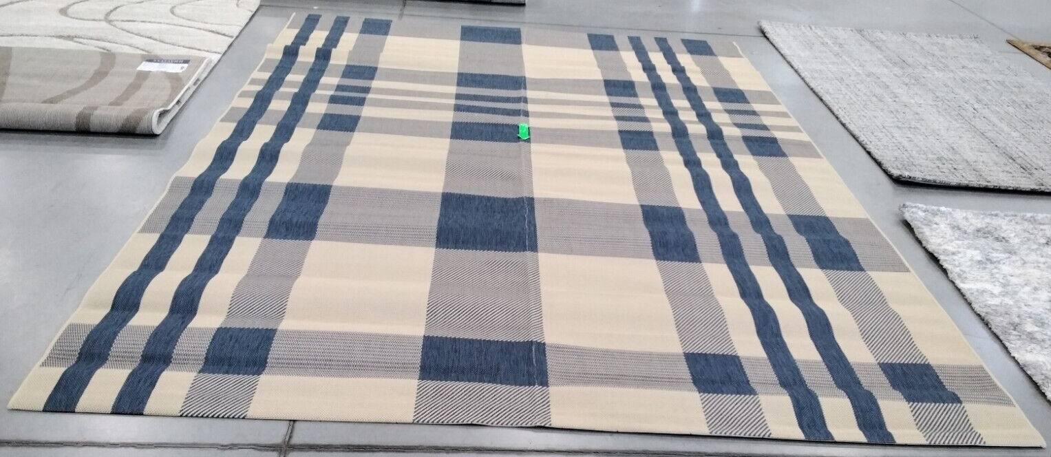 BEIGE / BLUE 9' X 12' Missing Thread Rug, Reduced Price 1172728687 CY6201-233-9 gallery