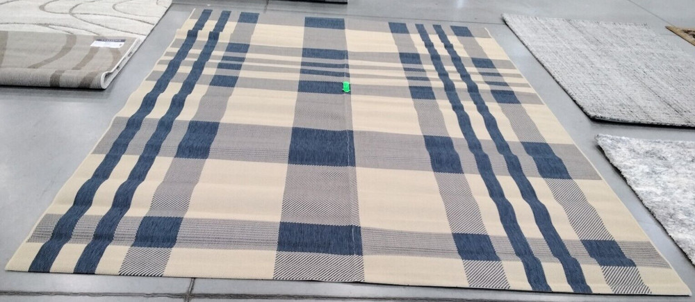 BEIGE / BLUE 9' X 12' Missing Thread Rug, Reduced Price 1172728687 CY6201-233-9