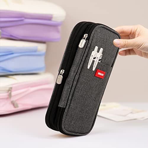 Large Capacity Pencil Case, Expandable Stationery Bag with Zipper Darkgrey gallery