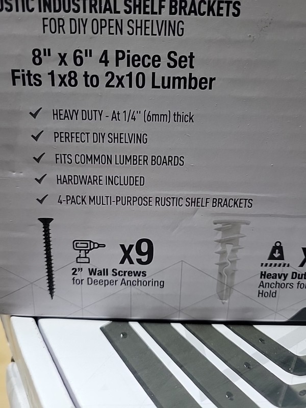 Versatile 8" X 6" Wall-Mount Shelf Brackets Heavy-Duty Iron, 250 lbs Capacity gallery