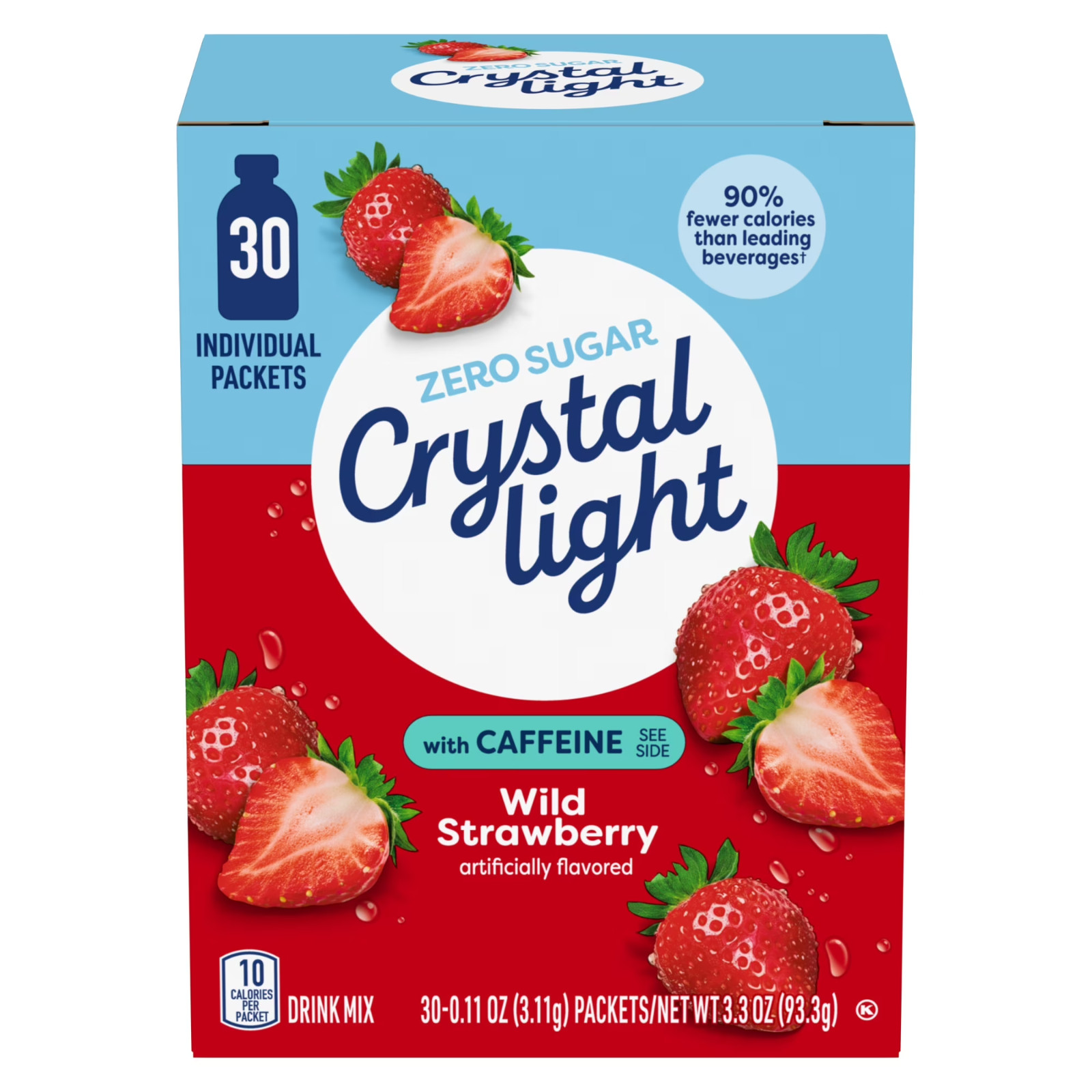 Crystal Light Wild Strawberry Sugar Free Drink Mix Singles with Caffeine, 30 ct gallery