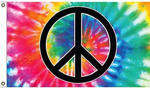 Peace Sign Flag with Grommets Tie Dye 3ft x 5ft 100D BANNER gallery