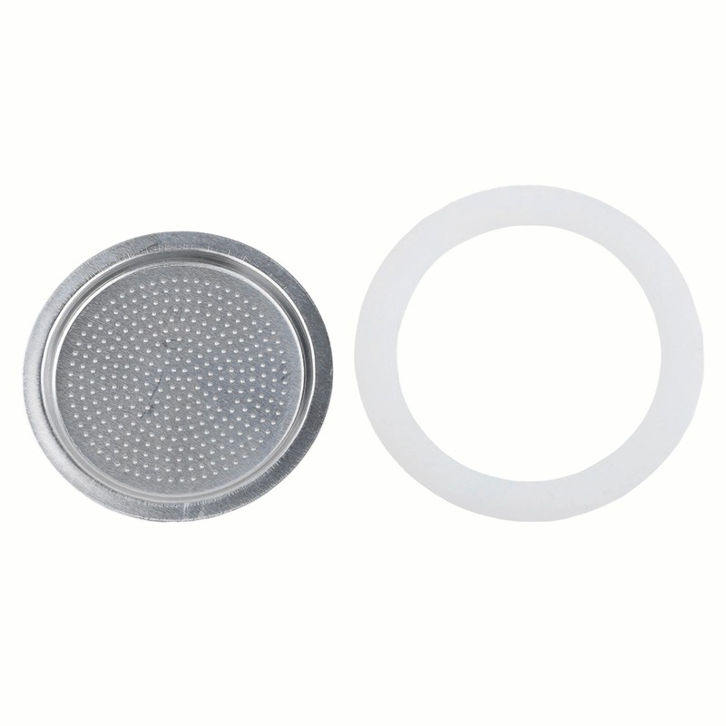 Two Filter Set with Six Silicone Gaskets for Efficient Moka Pot Espresso Making gallery