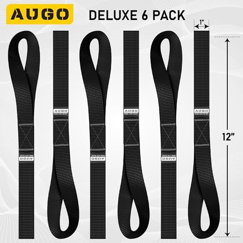Soft Loop Tie Down Straps - 1,500 Load Capacity & 4,500 Lbs 12 Inch Black gallery