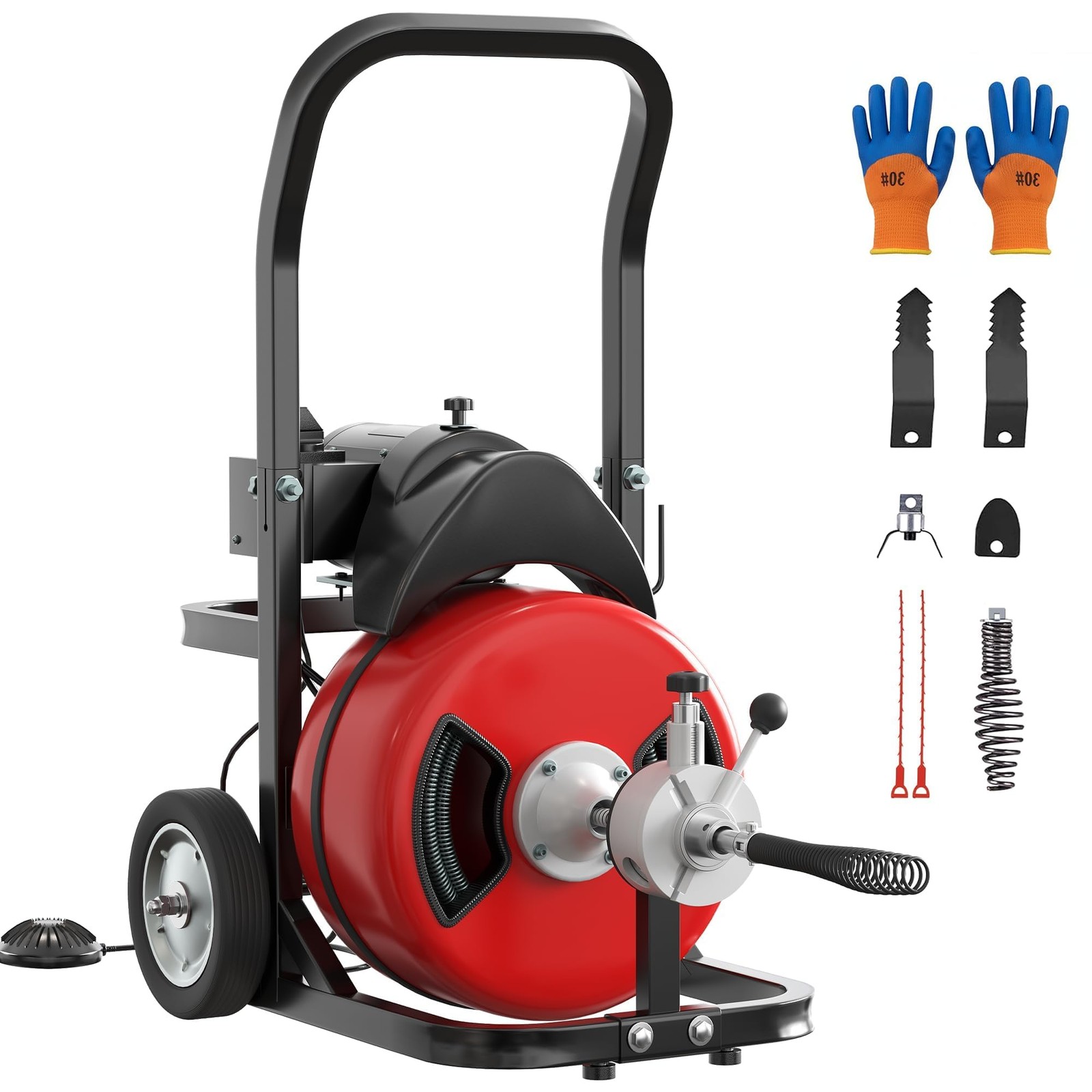 Drain Cleaner Machine, Heavy Duty Auger with 75FT Steel Core Cable, Portable ... gallery