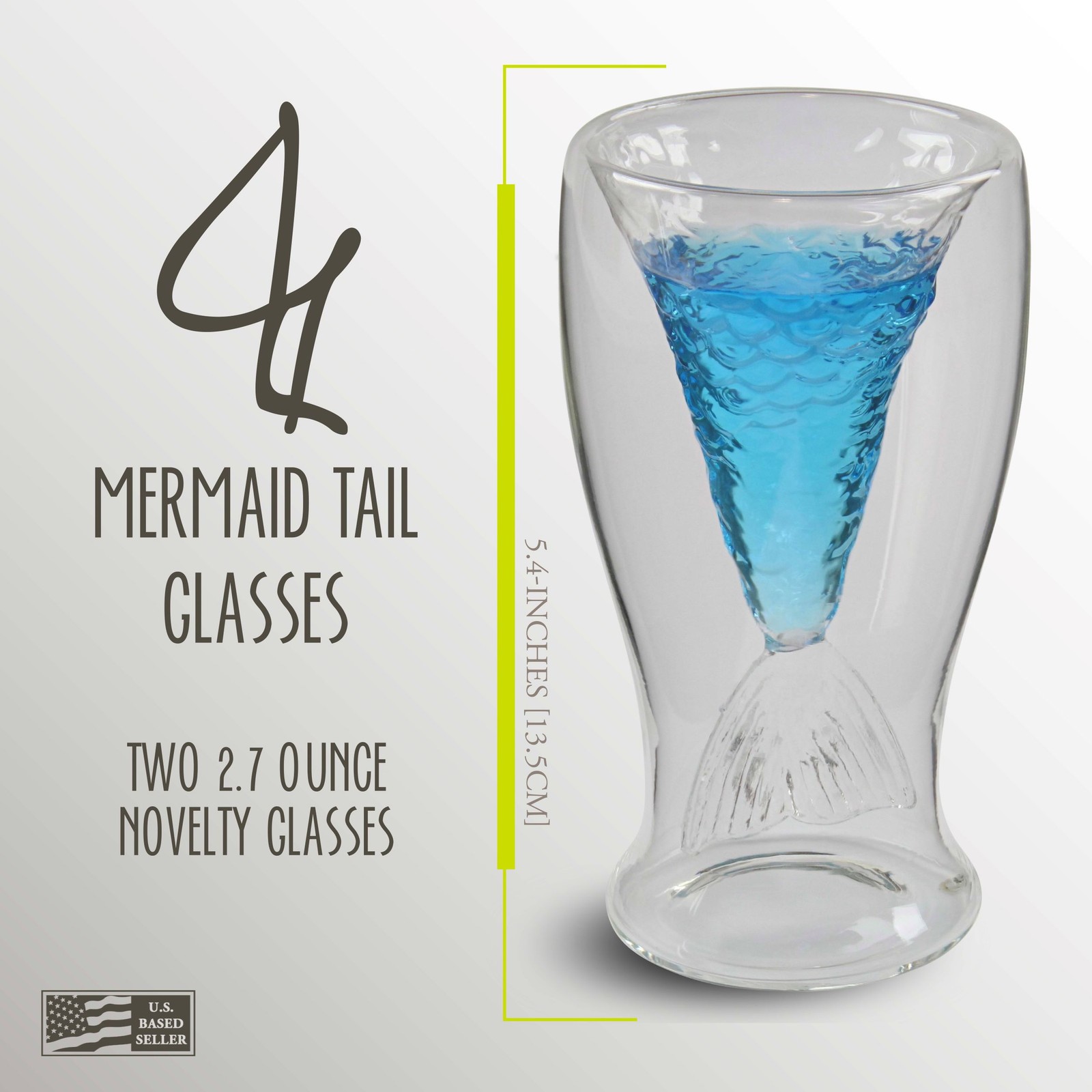 G Francis Mermaid Tail Drinking Glasses - 2pk 80mL Stemless Wine Glasses Set gallery