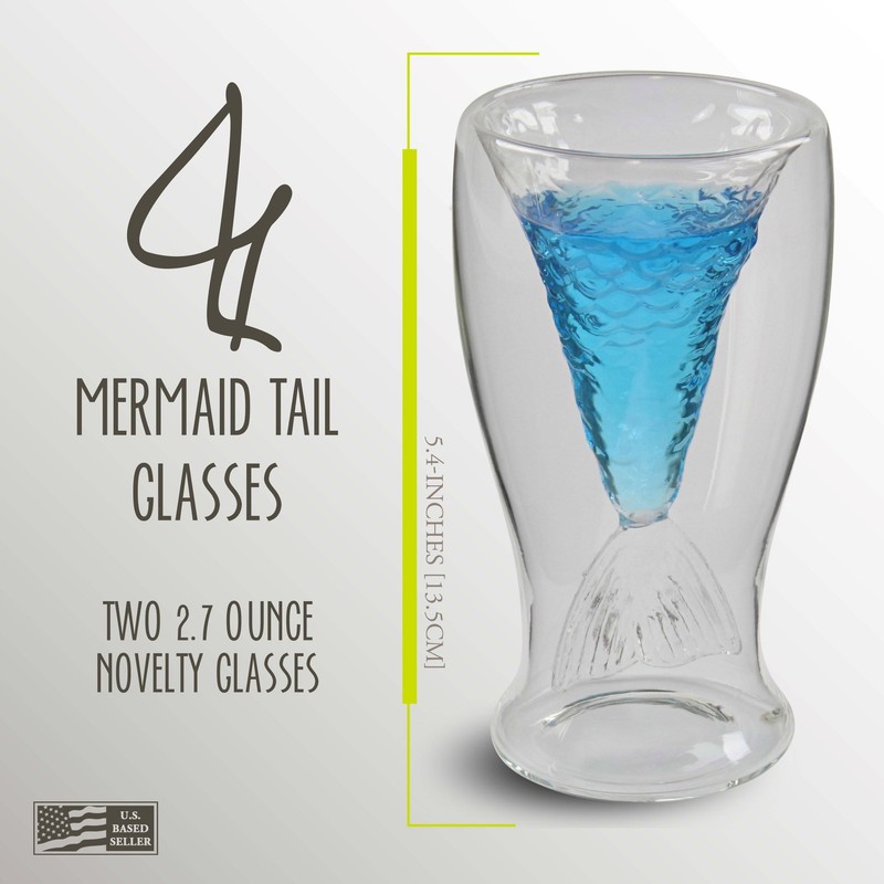 G Francis Mermaid Tail Drinking Glasses - 2pk 80mL Stemless Wine Glasses Set gallery