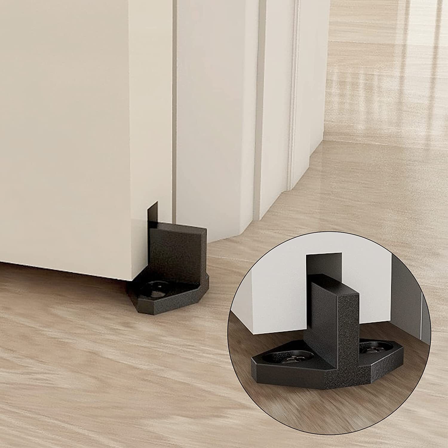 Adjustable Wall Mount Floor Guide with Roller / T-Shape Bottom Floor Guide Black gallery