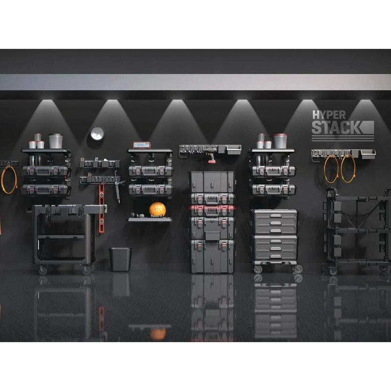 Hyper Tough Hyper Stack Heavy Duty 3 Piece Modular Rolling Toolbox System, Black gallery