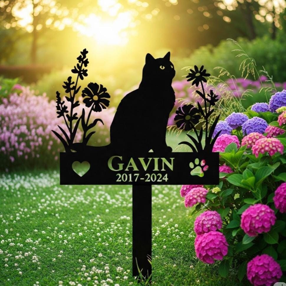 Custom Cat Memorial Garden Sign, Metal Cat Grave Marker Gift gallery