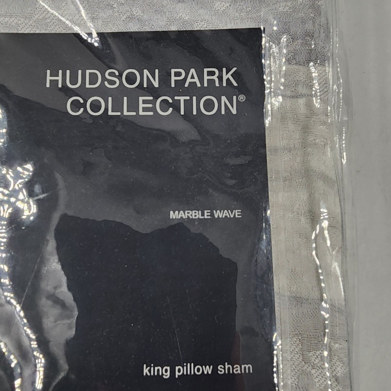 Hudson Park Collection Marble Wave King Pillow Sham 20in x 36in - Blue Grey + gallery