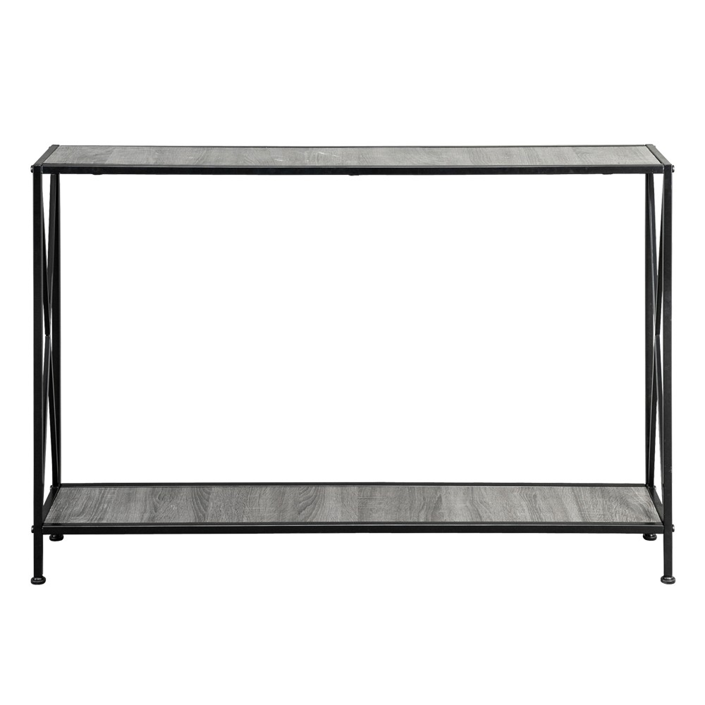 Grey MDF Countertop Black Wrought Iron Base 2 Layers Forked Table gallery