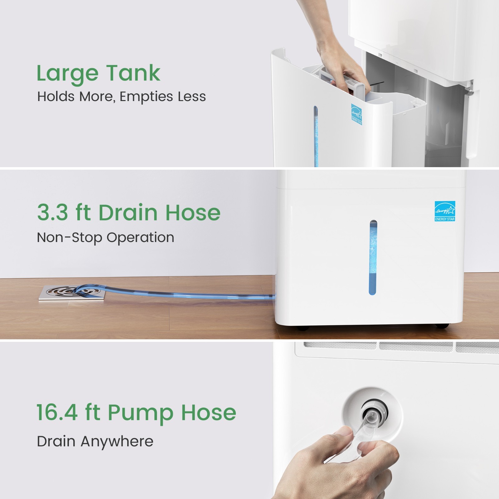 Waykar 150 Pints Dehumidifier with Built-in Pump Large Smart Home Basements Smar gallery
