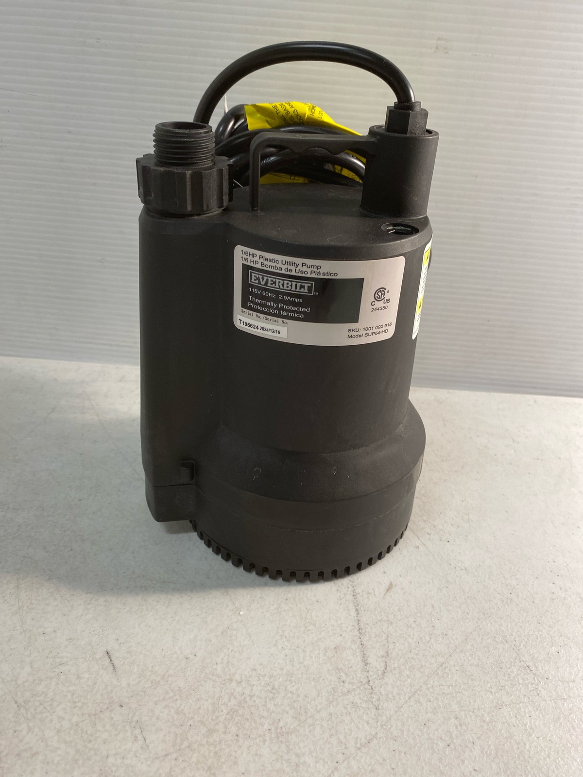 Everbilt SUP54-HD 1/6 HP Plastic Submersible Utility Pump gallery