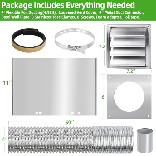 Dryer Vent Kit Through Wall with 4 Inch Stainless Steel Dryer Vent Cover gallery