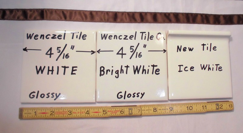 1 pc. Gloss White #300: 4-5/16" Ceramic Tile by Wenczel Co. made 1960's -1980's gallery