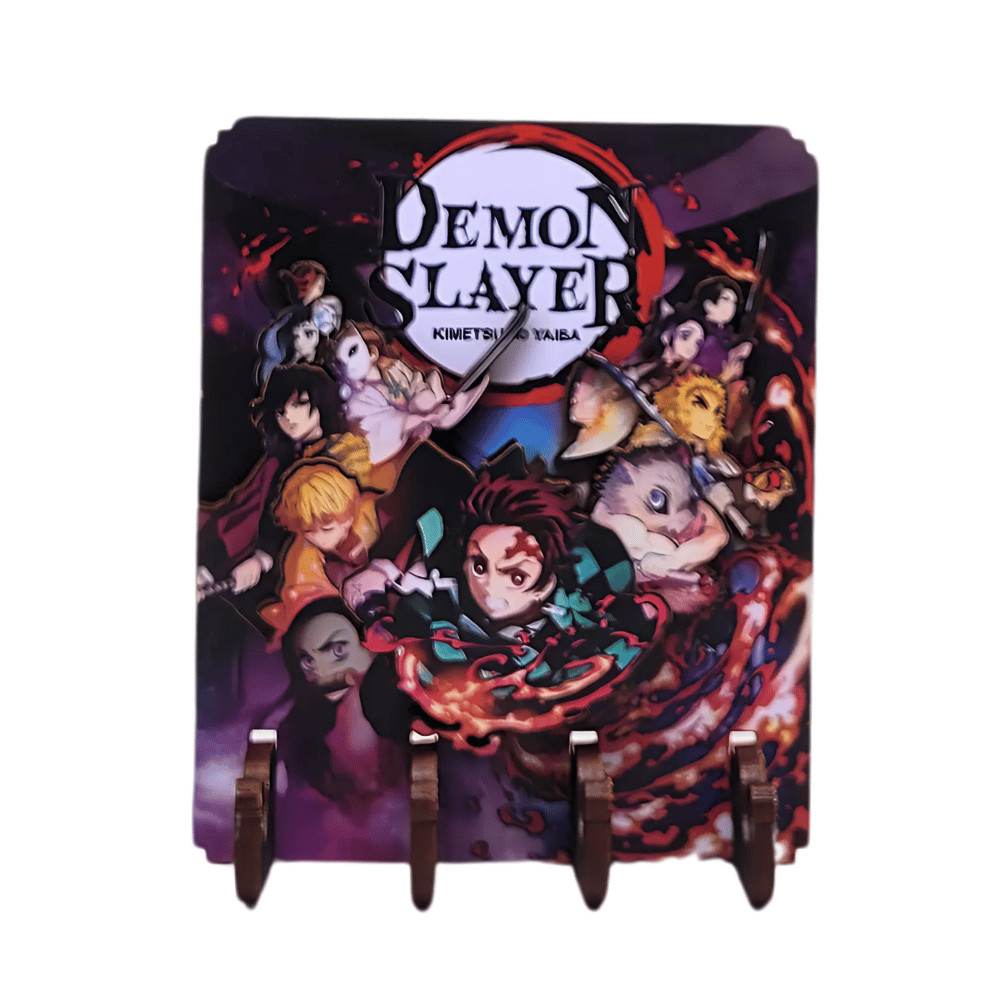 Demon Slayer Key Holder - Anime Wall Organizer - 3D Laser Cut MDF Wood Key Rack gallery