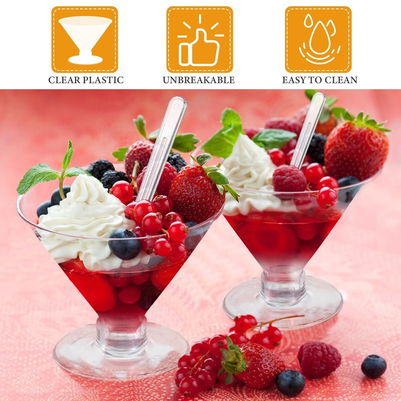 25 Cups and 25 Spoons Plastic Martini Glasses Disposable Cocktail Glasses Min... gallery