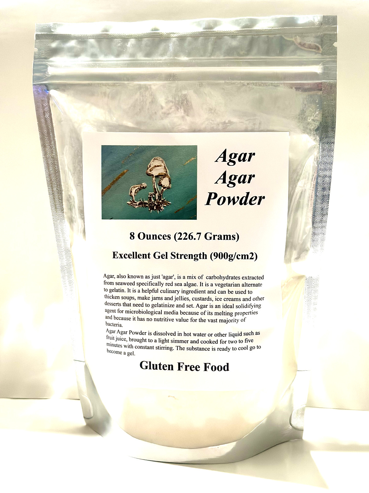 Agar Powder Excellent Gel Strength (900g/cm2) Foil Zip Lock Sealed Bags 8 OZ P gallery